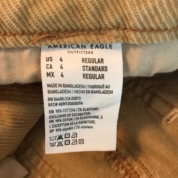 AE American Eagle Tan Khaki Corduroy Stretch High Rise Mom Straight Jeans size 4 - Picture 10 of 11
